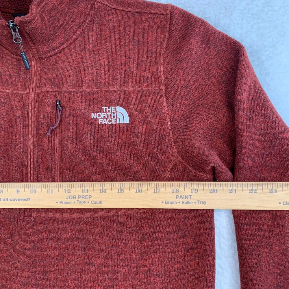 The North Face 1/4 Zip Fleece Pullover Mens M Burgundy Red Mockneck Pocket